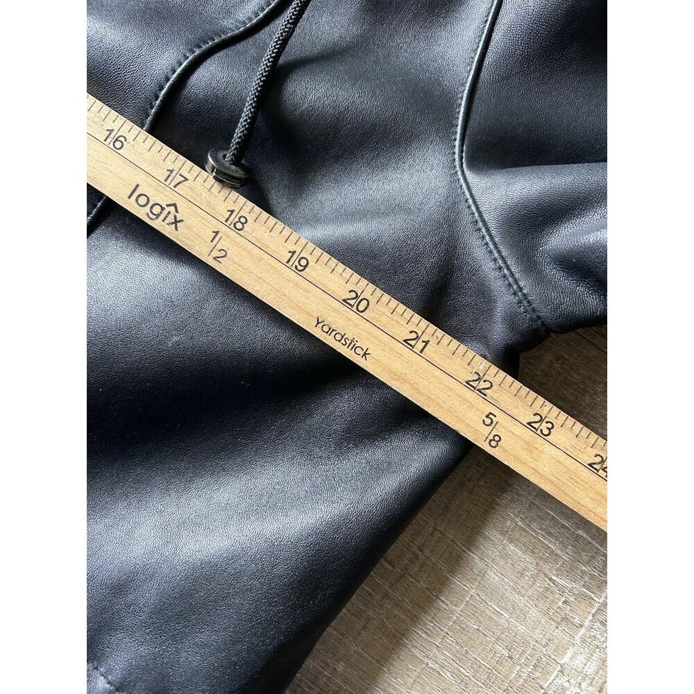 Vintage Worthington Lambskin Leather Parka Women M Raccoon Fur Hood Black Y2K - Picture 13 of 16